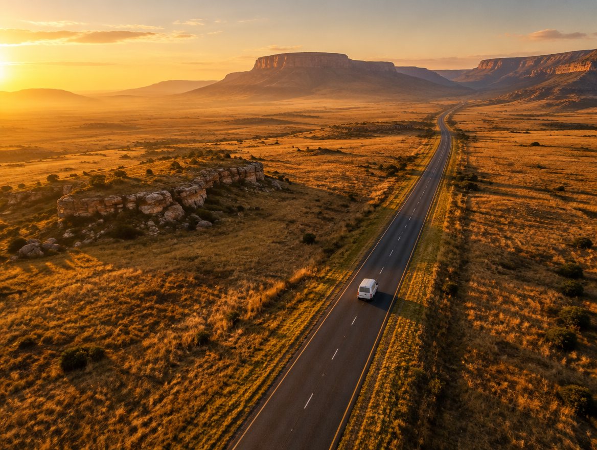 A Madaraka panel van on the R712 between QwaQwa and Bethlehem